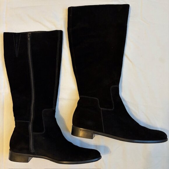 Talbots Black Suede Seamed Low Heel Tall Boots Size 7.5B - Picture 2 of 12